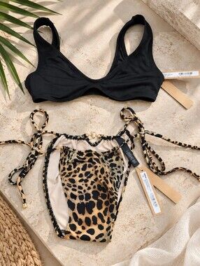 SKIMS NWT Medallion Tie Side Bottom SIZE MED AND Plunge Triangle Top Size SMALL